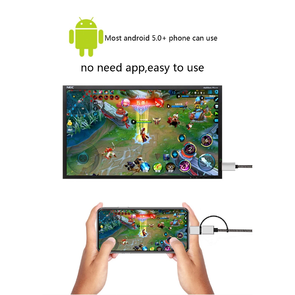 2K Bluetooth Audio Type C Micro USB HDMI Cable HDTV Adapter For Huawei Xiaomi Android Phone to TV