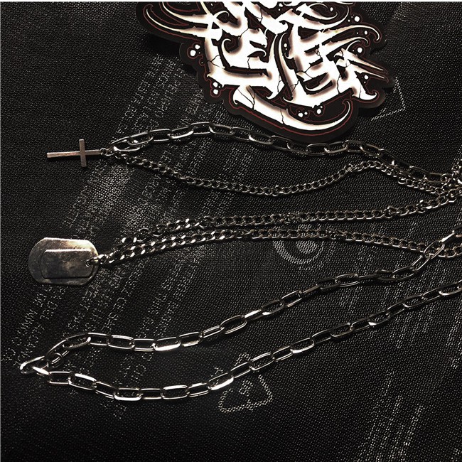 Dây chuyền nhiều lớp mặt thánh giá phong cách retro Âu Mỹ cá tính thời trang cho nam và nữ