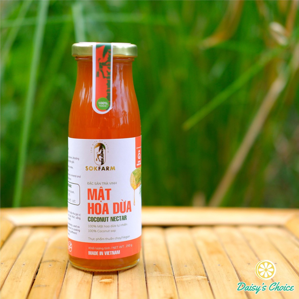 Mật hoa dừa cô đặc Sokfarm 250gr chế biến bằng công nghệ cô đặc chân không