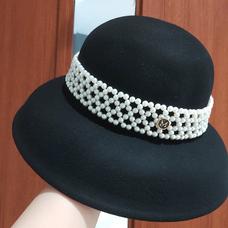 Mũ dạ lông cừu cao cấp nơ tiểu thư