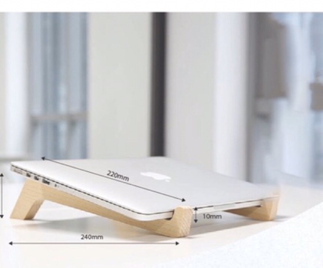 Kệ đỡ laptop bằng gỗ cao cấp, bề mặt sơn sáng bóng mịn, chống xước.