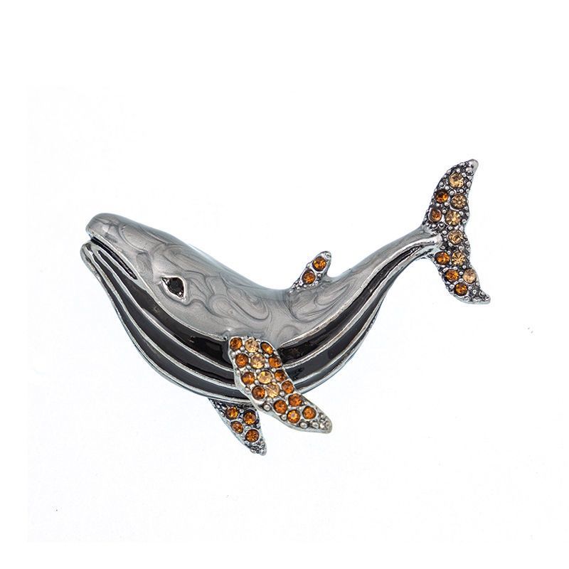 Bộ Ghim Cài Áo Hình Cá Heo Đính Đá Sang Trọng Cho Nam Nữ