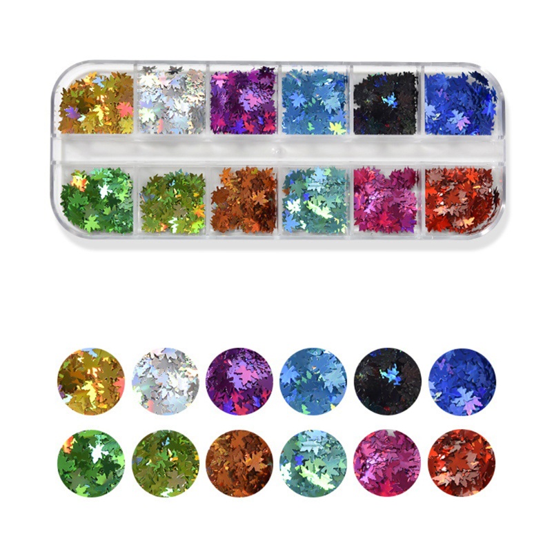 Miếng Dán Trang Trí Móng Tay Hình Bướm 3D Lấp Lánh 12 Màu