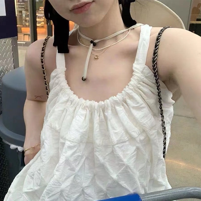 Áo Hai Dây Dáng Rộng Hở Lưng Màu Trơn Thời Trang Mùa Hè Gợi Cảm