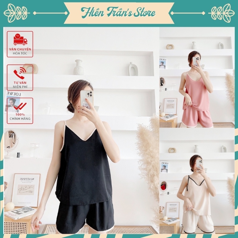 Bộ đồ ngủ nữ hai dây, bộ ngủ pyjama hai dây quần ngắn chất liệu lụa tằm siêu thoáng mát, thoải mái | BigBuy360 - bigbuy360.vn