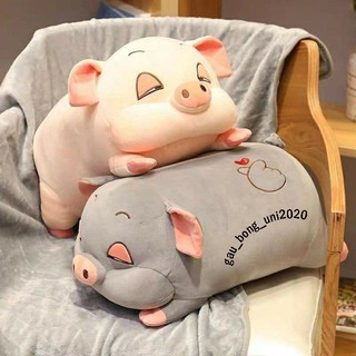 “Gấu bông” HEO HỒNG gối ôm nhồi bông ngộ nghĩnh, kèm chăn nhung mềm mại - 50cm,70cm,90cm