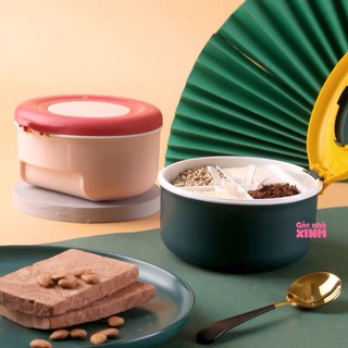 Hũ đựng gia vị 4 ngăn có tay cầm tiện lợi, có thìa kèm theo - nhìn siêu xinh