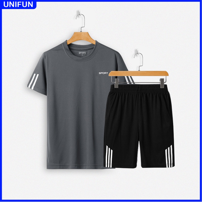 Bộ đồ thể thao nam UNIFUN mã MK D Quần áo tập gym vải thun lạnh thoáng mát co giãn năng động cao cấp 5 màu