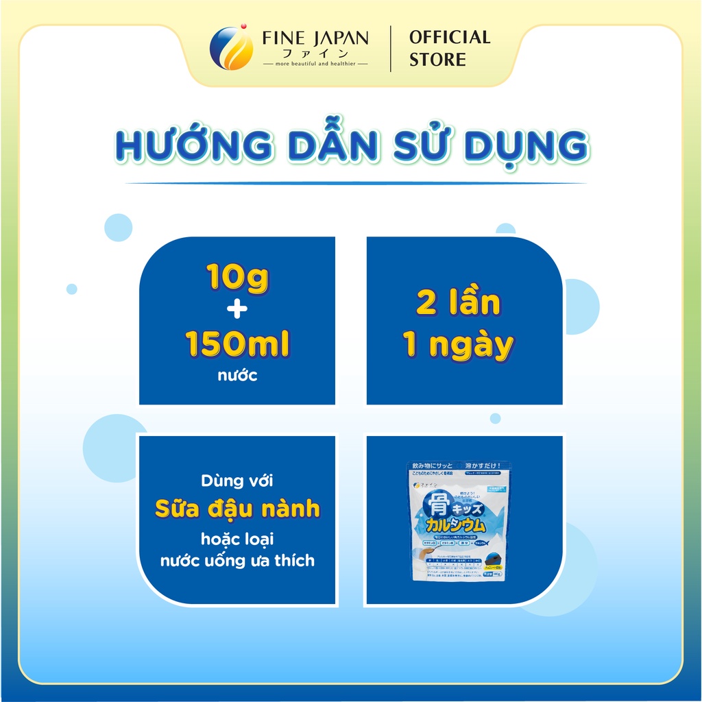 [Vị Sô-cô-la] Bột Canxi Cá Tuyết Fine Bone's Calcium For Kids Gói 140G Bổ Sung Canxi Phát Triển Chiều Cao