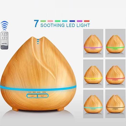 Máy Phun Sương Tạo Ẩm Xông Tinh Dầu Búp Sen 550ML Kèm Điều Khiển Và Đèn LED 7 Màu