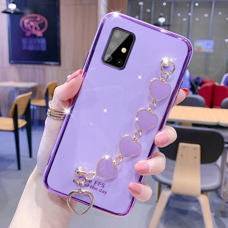 Ốp Điện Thoại Kết Cấu Sang Trọng Có Vòng Tay Trái Tim Cho samsung A50 A70 A51 A71 A31 A32 A52 A72 A30 A20 4g