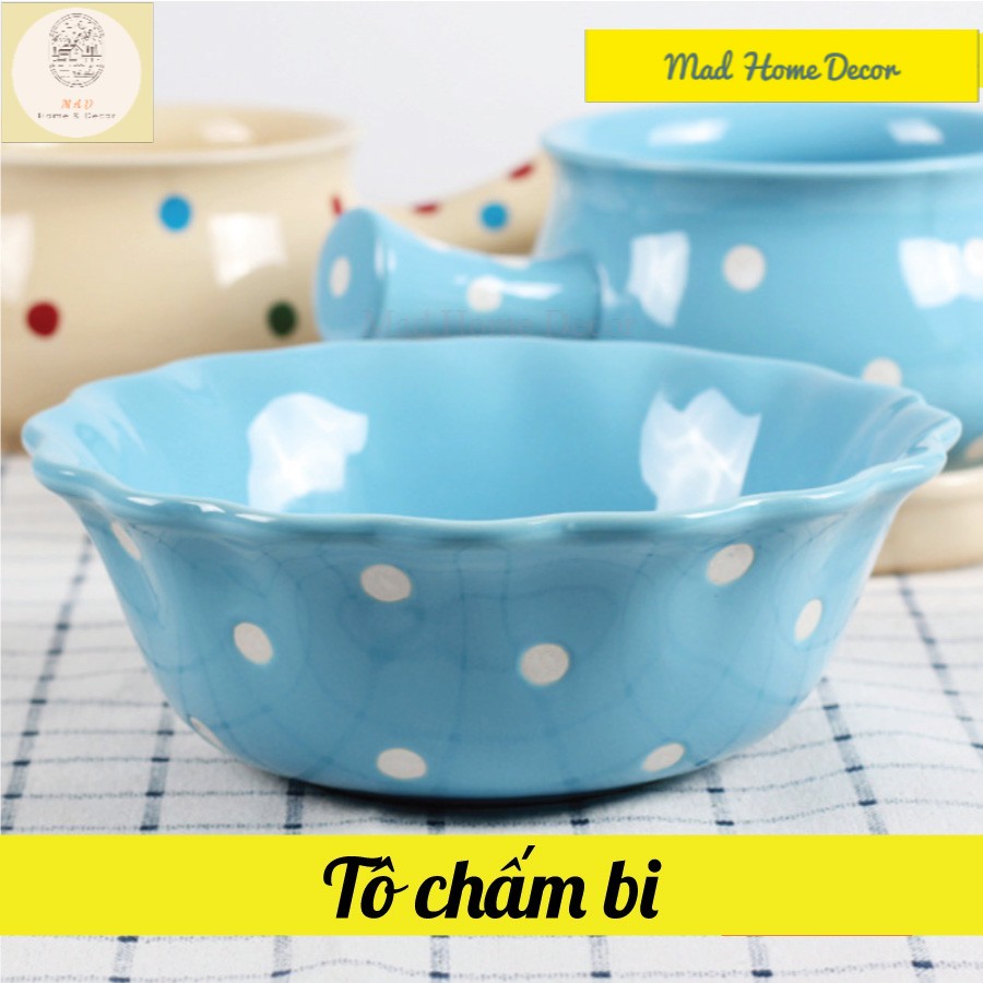 Tô Sứ, Bát ăn dặm, Tô salad chấm bi miệng loe cực xinh mới về với đủ bộ sưu tập màu sắc