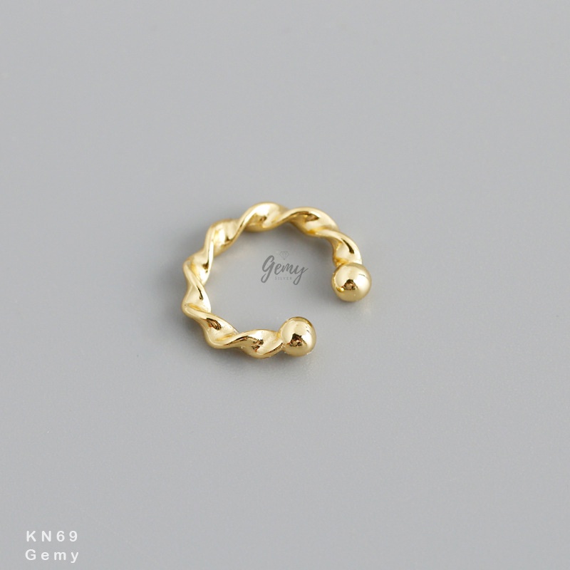 Khuyên tai nam không cần bấm lỗ kẹp vành bạc nam nữ unisex đơn giản (1 chiếc) | GEMY SILVER KN69