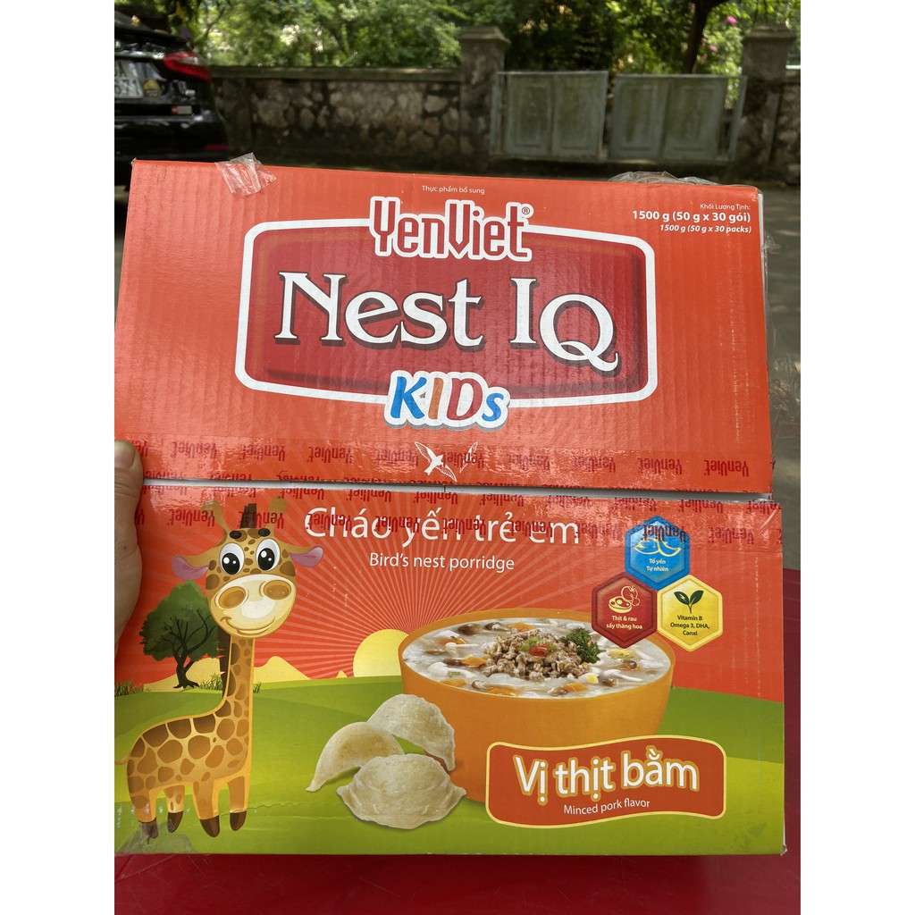 THÙNG CHÁO YẾN TRẺ EM YẾN VIỆT NEST IQ VỊ THỊT BẰM 30 GÓI X 50g
