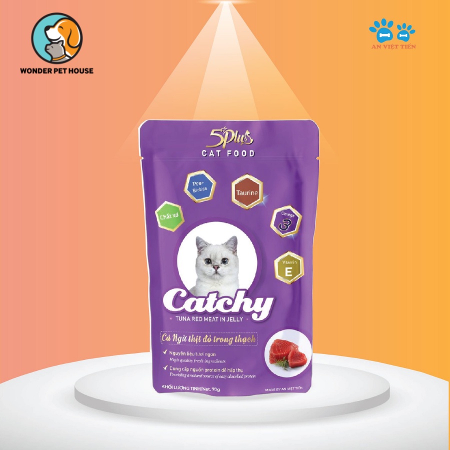 Pate 5Plus Catchy cho mèo 70g vị cá gà thơm ngon bổ dưỡng