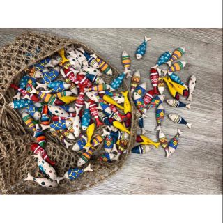 10 con Cá gỗ nhỏ trang trí size 9cm cá mộc ảnh thật