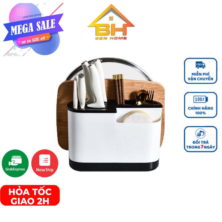 Khay đê giao thớt đa năng kèm đê thớt và đũa bằng nhựa màu trắng