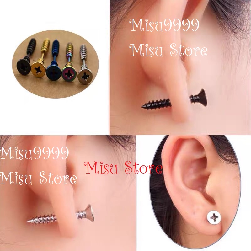 Khuyên titan ốc vít nhiều màu