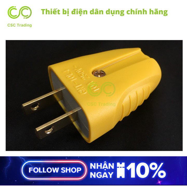 Phích Cắm Gongniu Chân Dẹp Đồng Vàng Công Suất 10A Chống Va Đập – 10L4