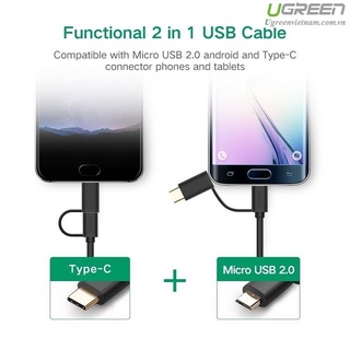 Cáp USB 2.0 to Micro USB và Type-C chính hãng Ugreen