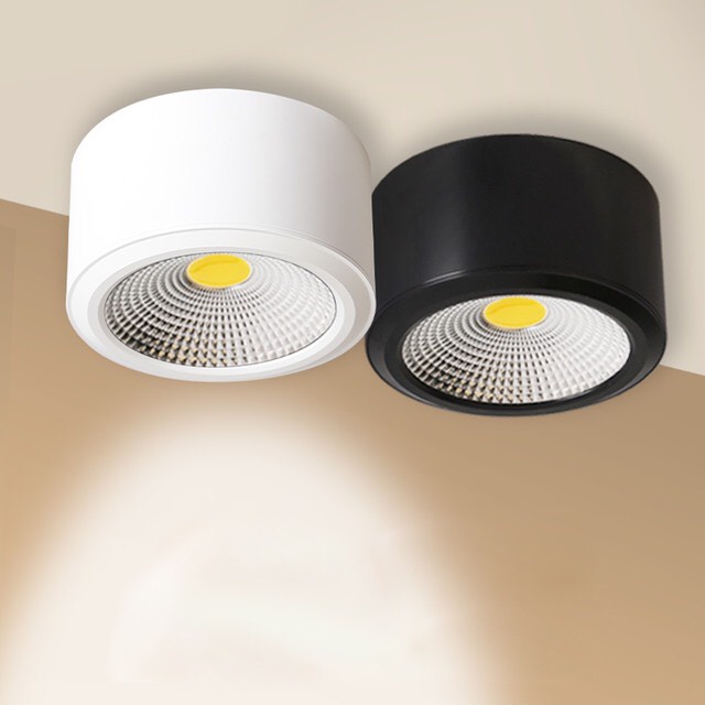 Đèn LED ống bơ COB ốp trần nổi 3 chế độ ánh sáng 7W - 12W hai màu đen, trắng BH 2 năm