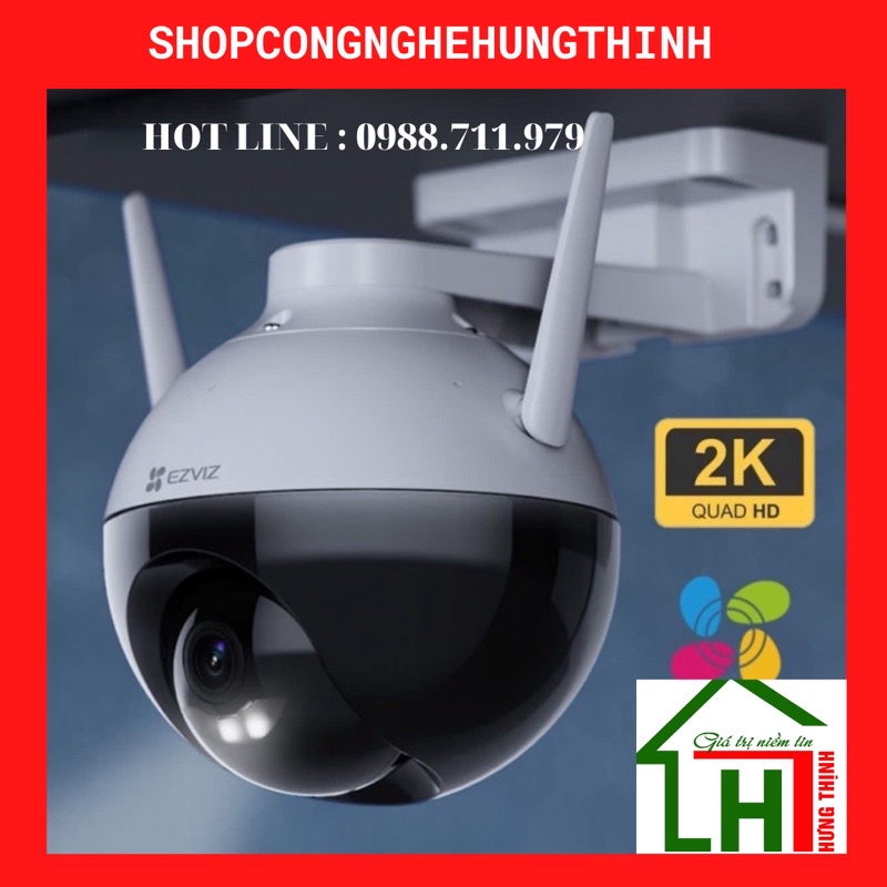Camera IP wifi, xoay 360 độ, còi đèn báo động, màu ban đêm, Đàm thoại 2 chiều Ezviz C8W 4MP 2K (chín