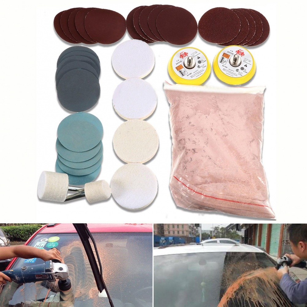 Bộ 34 Dụng Cụ Đánh Bóng Kính Chắn Gió Và Cửa Sổ Bằng Vải Nỉ
