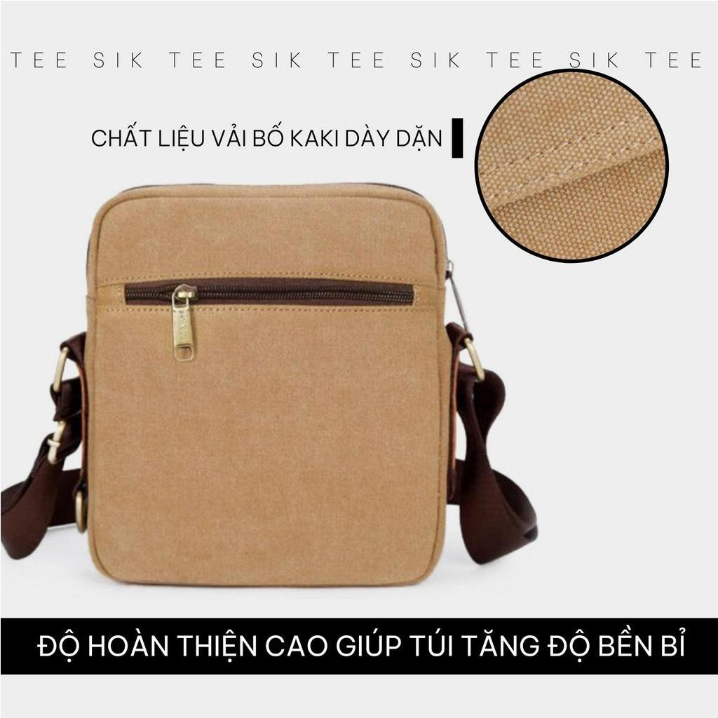 Túi đeo chéo nam TEE SIK túi đeo chéo canvas đeo vai vintagecổ điển nhiều ngăn vừa ipad 10in chắc chắn TS41