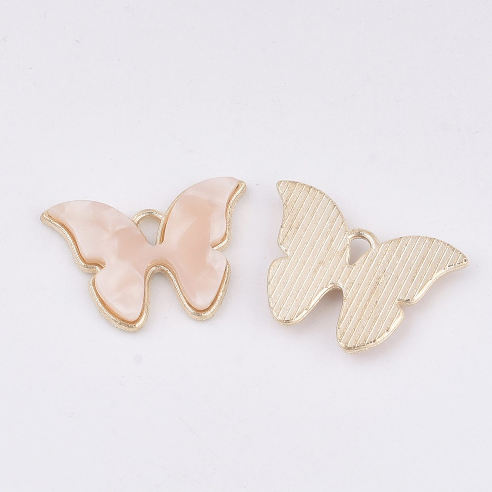 Set 5/ 10 Mặt Dây Chuyền Hình Bướm 15.5x22x3mm Lỗ 1.8mm