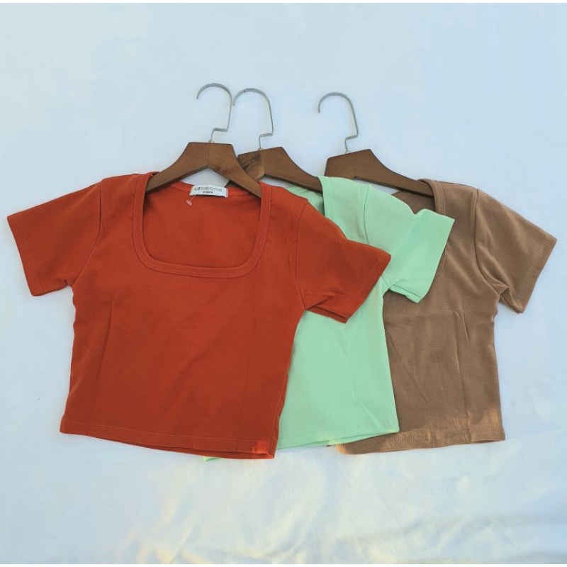 ÁO CROPTOP TAY NGẮN Cổ U BORIP XỊN NTTshop A3-UU
