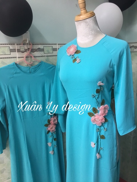 Set hoa voan kết đính áo dài