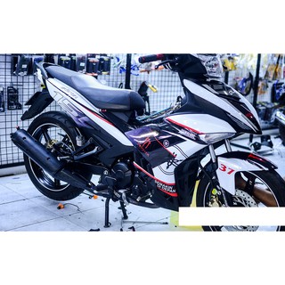 Tem trùm exciter 150 trắng đỏ đen, độ team trùm decal xe máy ex dán đời 2015-2020