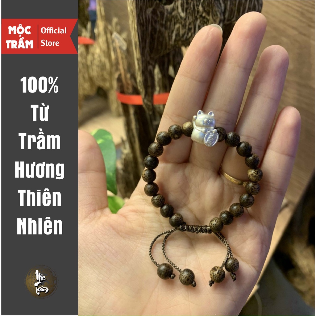 Vòng tay Trầm Hương Mix Bạc Trừ Tà, Dành Cho Trẻ Em