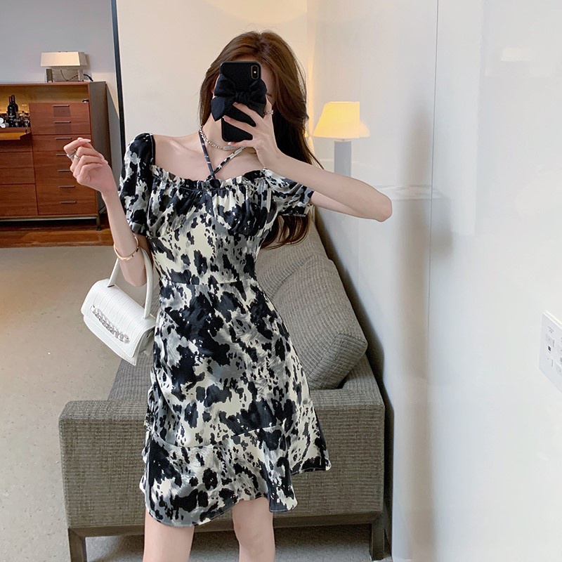 Đầm In Mực Thời Trang Hàn Quốc Lãng Mạn