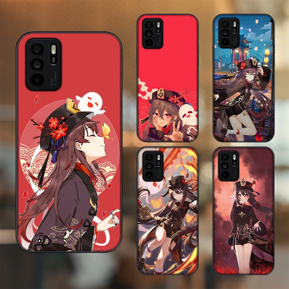 Ốp lưng Oppo Reno 6Z 5G viền đen in hình Hutao Genshin Impact