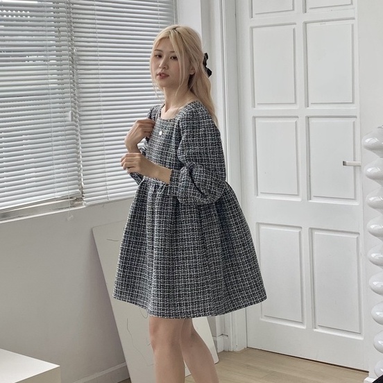 Váy tweed dáng BBD cổ vuông TKV51 LOLLIE STUDIO
