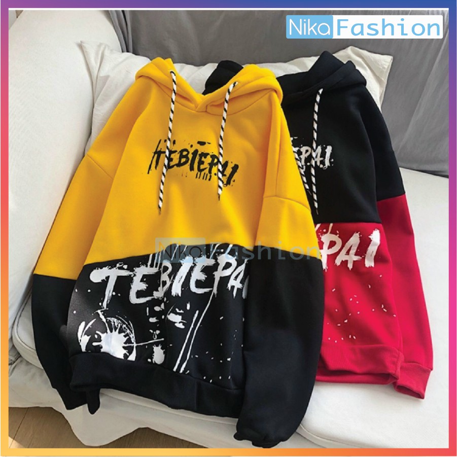 Nikafashion Áo Hoodie Nón Unisex Nam Nữ Chất Vải Nỉ Freesize 1 kích cỡ Form Dáng Rộng Dưới 65kg Mặc Đẹp T.E.B.I.E.P.A.I