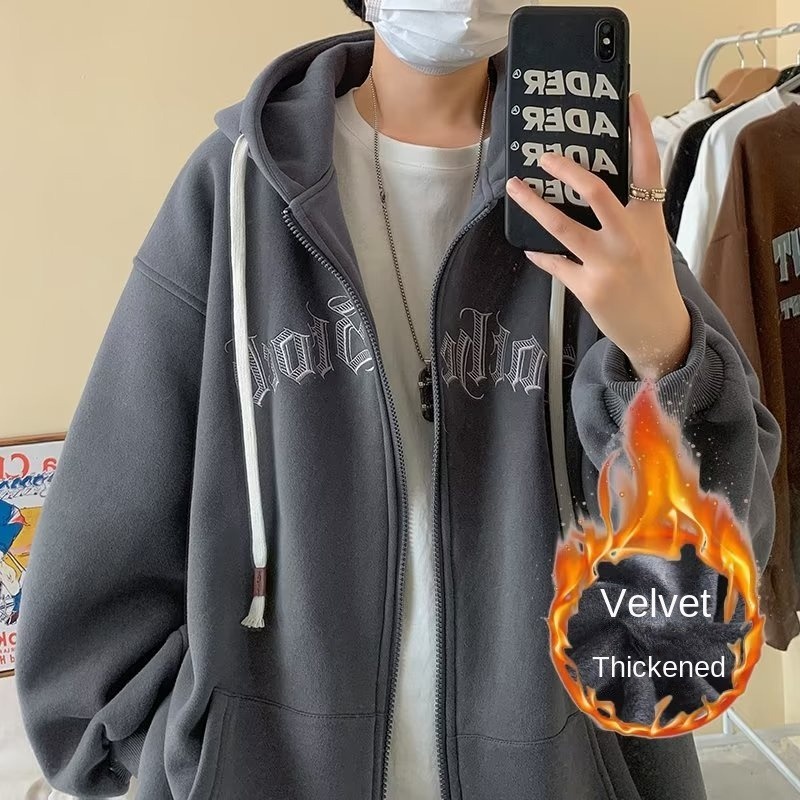 M-8XL【Ba Màu Sắc】Nhung Áo Khoác Hoodie Vintage Unisex Bigsize Áo Hoodie Form RộNg Simple Áo Hoodie Mũ Thời Trang