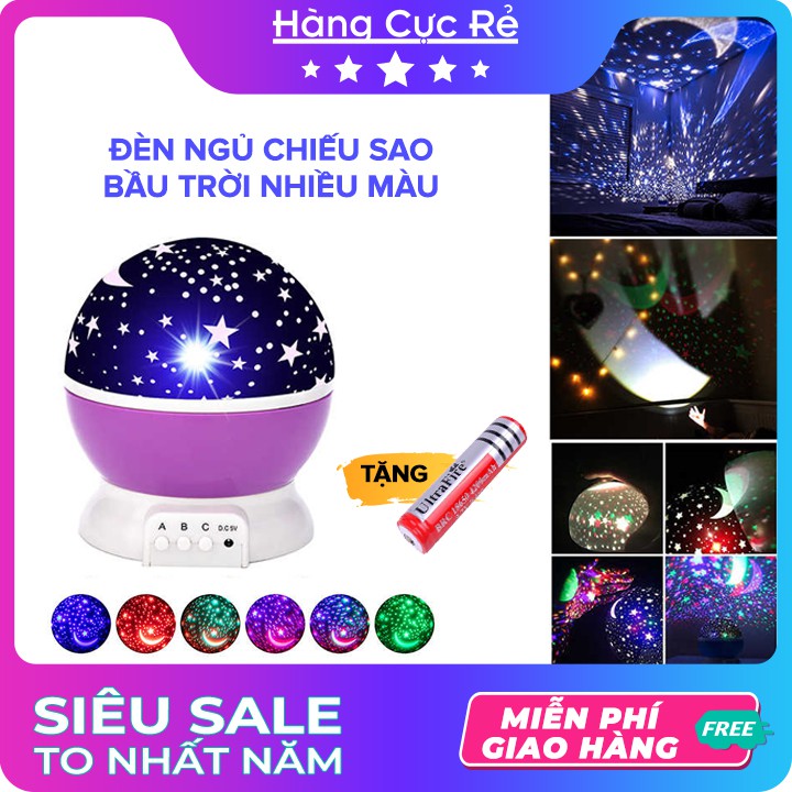 [Tặng Kèm Pin] Đèn ngủ chiếu sao trăng ⚡Freeship⚡ Đèn trang trí xoay 360 dễ thương cho bé - Shop Hàng Cực Rẻ