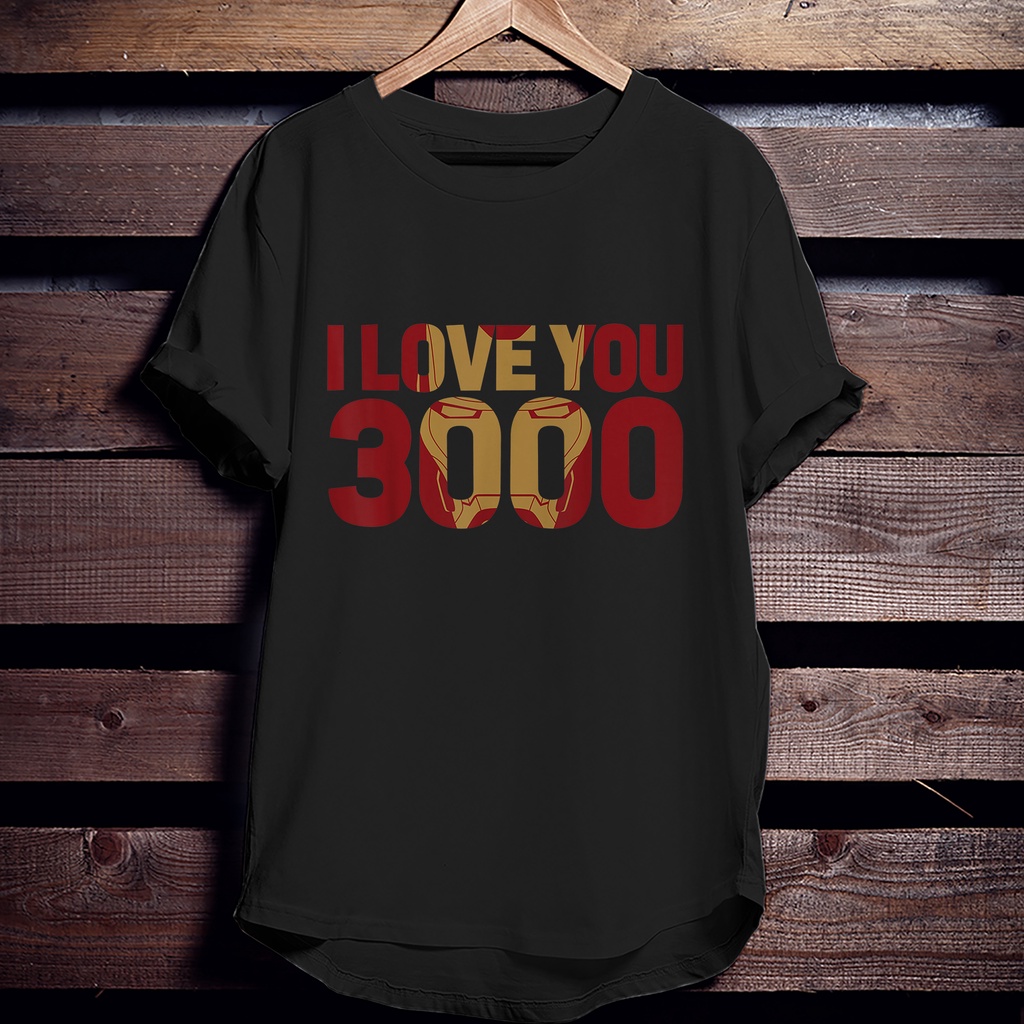 Áo thun nam nữ unisex tay lỡ Marvel Avengers Endgame Iron Man I Love You 3000 Text Fill