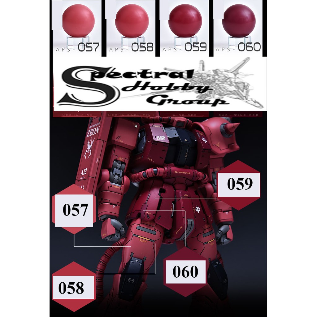 Sơn mô hình Anchoret Zeon Zaku Color Red / Pink / Green series 053 - 060