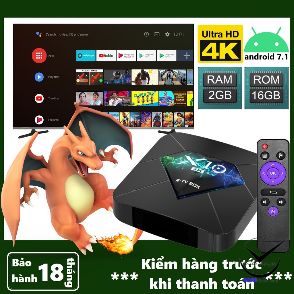 [Mã ELMS5 giảm 7% đơn 300K] Android TV box X10 Ram 2G Rom 16G