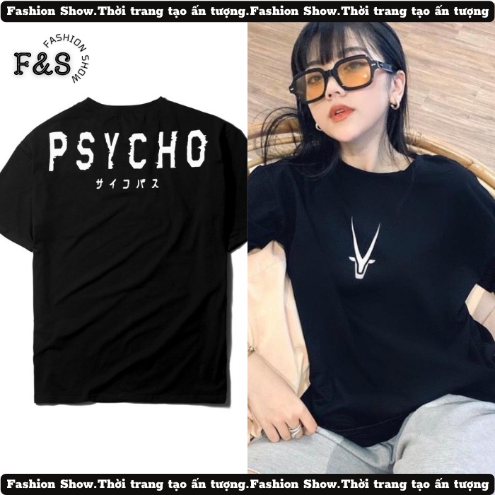 Áo thun tay lỡ unisex form rộng PSYCHO - Áo phông F&S nam nữ, cặp đôi phong cách hàn quốc