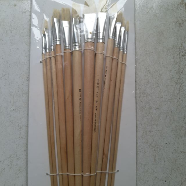 Bộ 12 Cọ Vẽ Tranh Sơn Dầu, Acrylic Lông Lợn Thuộc 582 Maries Đầu Tròn
