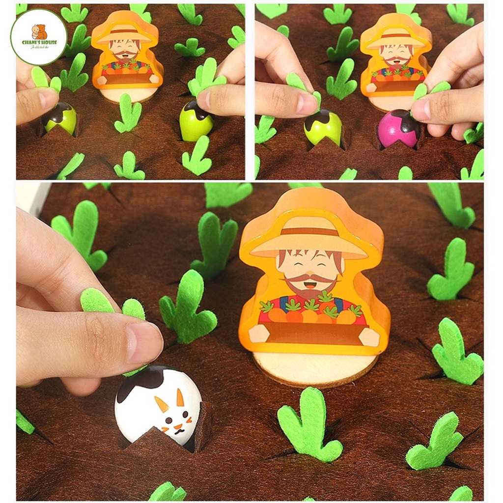 [HỮU ÍCH] Đồ Chơi Gỗ Montessori Rèn Luyện Khả Năng Ghi Nhớ Cho Bé Mô Phỏng Trò Chơi Trồng Cây Và Nấu Ăn - Memory Game