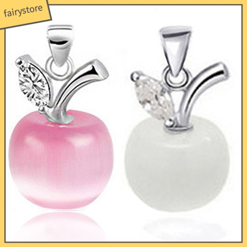 Mặt vòng cổ mạ bạc hình trái táo đính đá opal nhân tạo thời trang