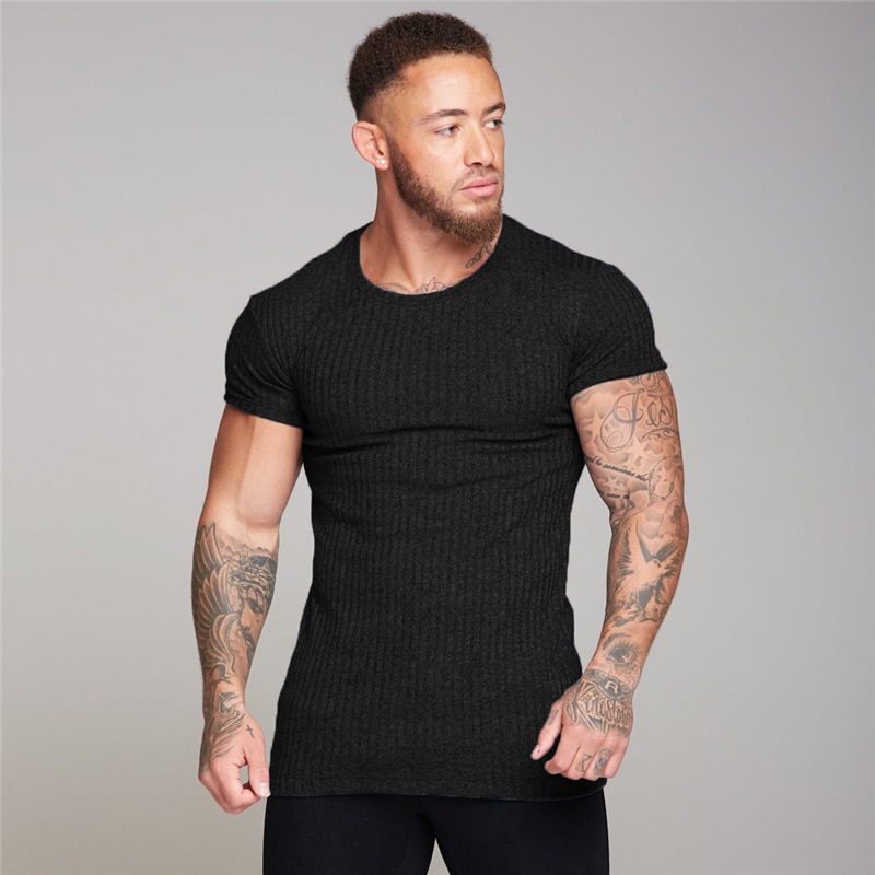 Áo thun cotton thể thao nam ngắn tay thể hình cơ bắp thời trang mùa hè Hip Hop mở rộng