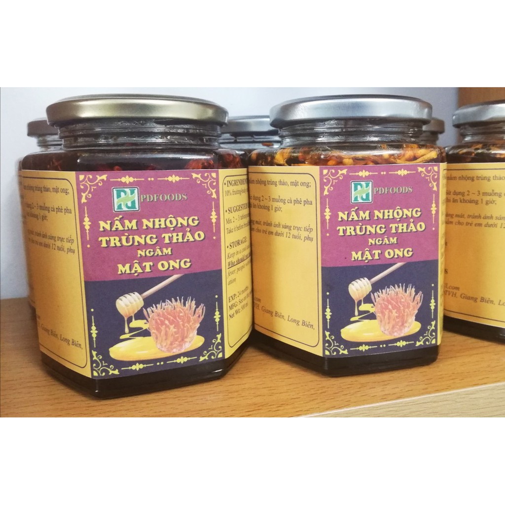 Nấm nhộng trùng thảo ngâm mật ong (Cordyceps militaris honey)_hũ 500ml