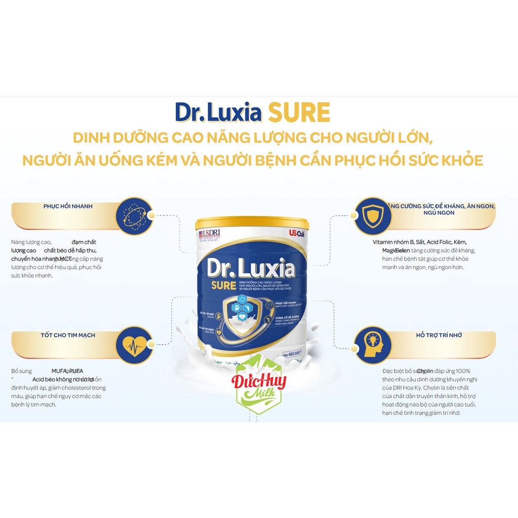 Sữa bột dinh dưỡng Dr.Luxia Sure 900g Mới