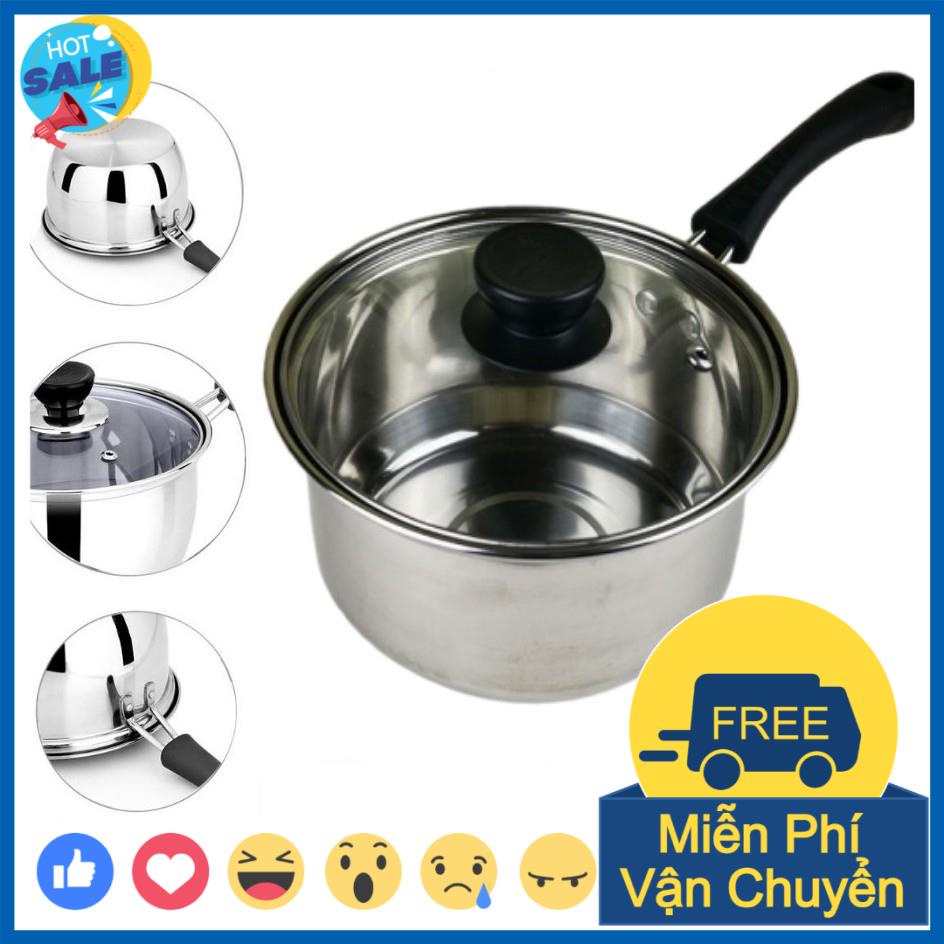 Nồi Nấu Bột, Nấu Cháo Đồ Ăn Dặm Cho Bé Inox 304 Size 18Cm Dày Dặn, Cao Cấp